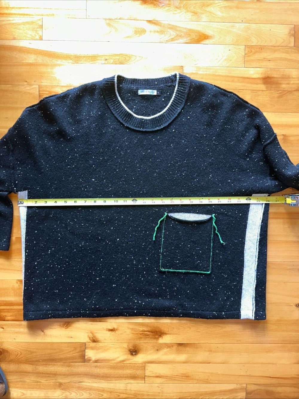 Zaket & Plover Lambswool Sweater XL Black Speckled Oversized Pocket Tunic - Picture 5 of 8